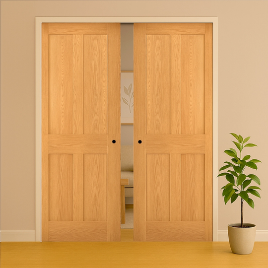 Eton Oak Double Pocket Door Set