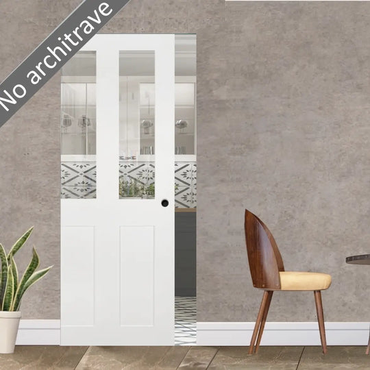 Eton White Glazed Flush Pocket Door Set
