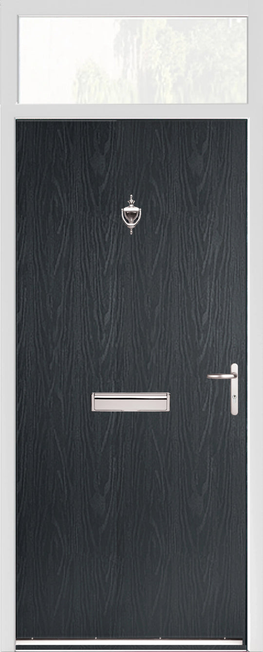 Yew Anthracite Modern Flush External Fire Door Set with Fanlight