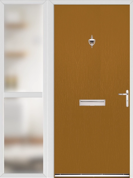 Oak Modern Flush External Fire Door Set with Side Light