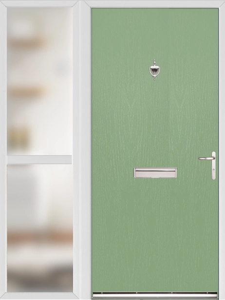 Folly Green Flush External Fire Door Set with Sidelight