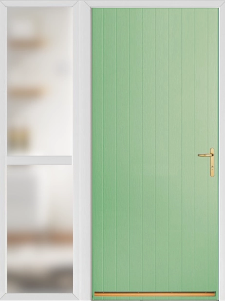 Folly Green Tongue & Groove External Fire Door Set with Sidelight