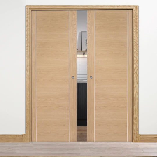 Forli Oak Double Door Pocket Door System