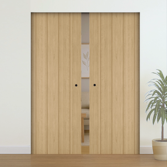 Galway Oak Double Flush Pocket Door Set