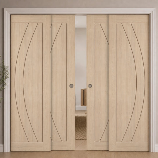 Girona Oak 4 Door Telescopic Pocket Door System