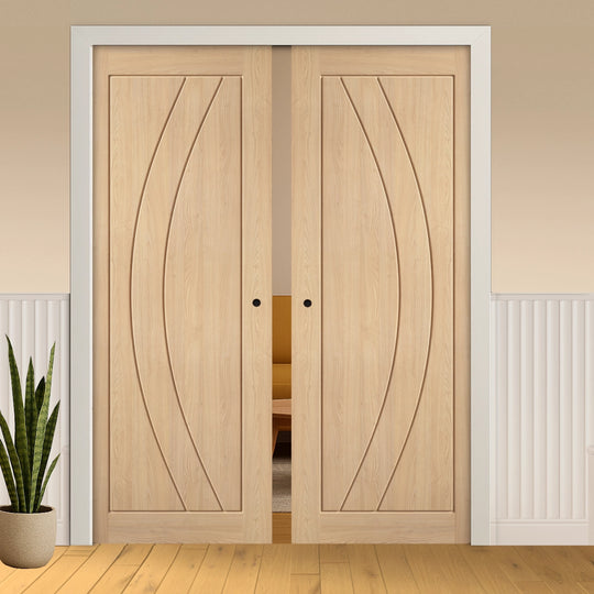 Girona Unfinished Oak Double Pocket Door System