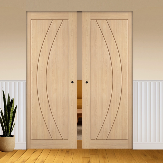 Girona Oak Double Flush Pocket Door Set