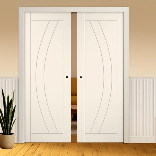 Girona Primed White Double Pocket Door System