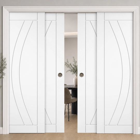 Girona White 4 Door Telescopic Pocket Door System