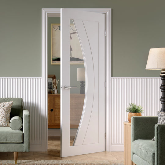 Girona Primed White Clear Gazed Door