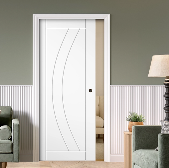 Girona White Pocket Door Set