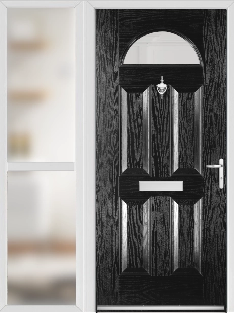 Gloucester Black External Glazed Fire Door Set With Sidelight