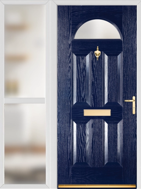 Gloucester Blue External Glazed Fire Door Set with Sidelight