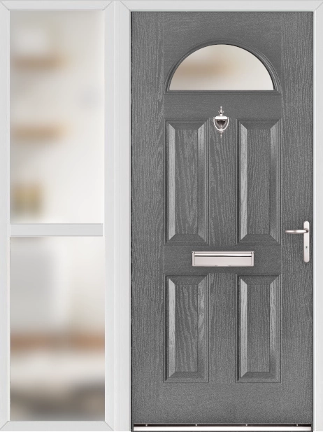 Gloucester Grey External Glazed Fire Door Set with Sidelight