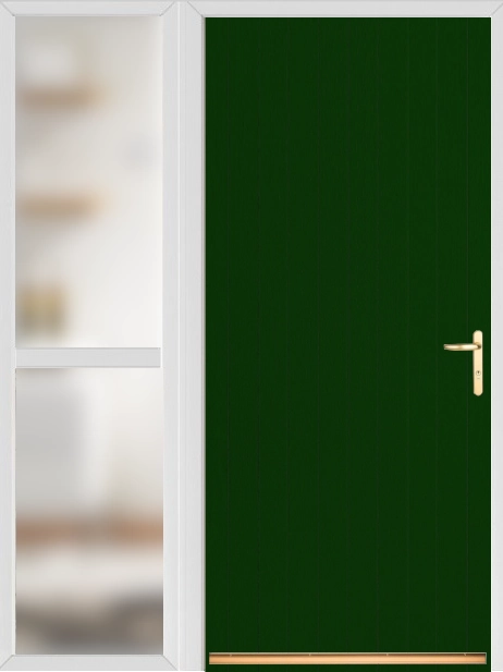 Green Tongue and Groove External Fire Door Set with Sidelight