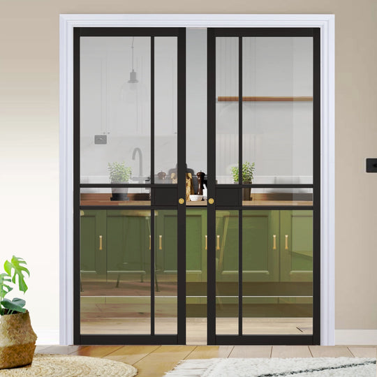 Greenwich Black Double Pocket Door System