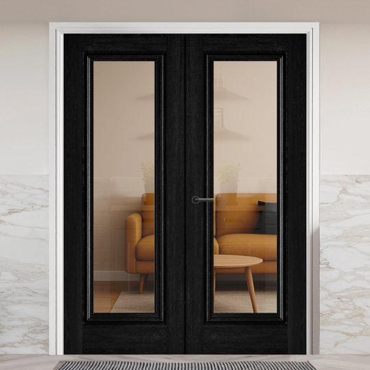Haddon Black Laminate Clear Glazed Door Pair