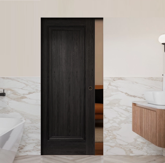 Haddon Black Flush Pocket Door Set