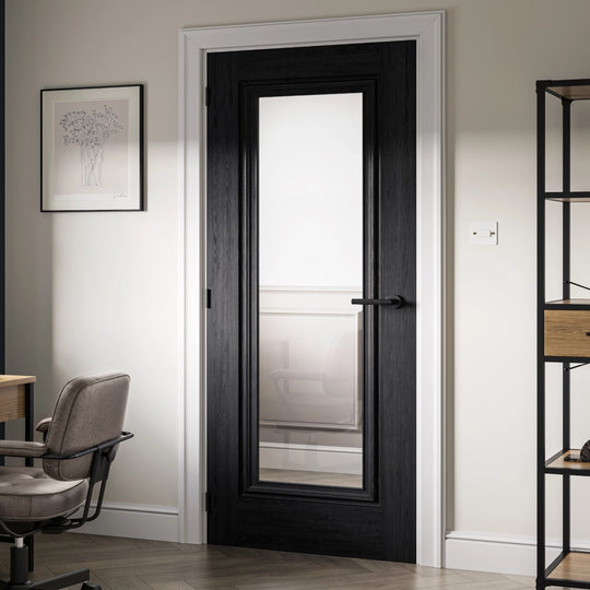 Haddon Black Clear Glazed Laminate Internal Door