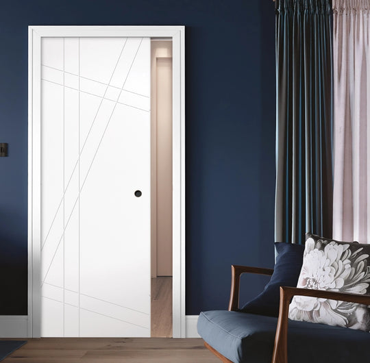 White Hastings Pocket Door Set