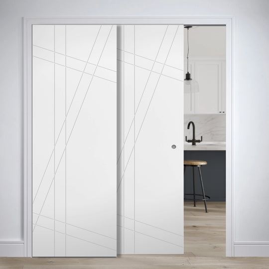 Hastings White Telescopic Pocket Door System