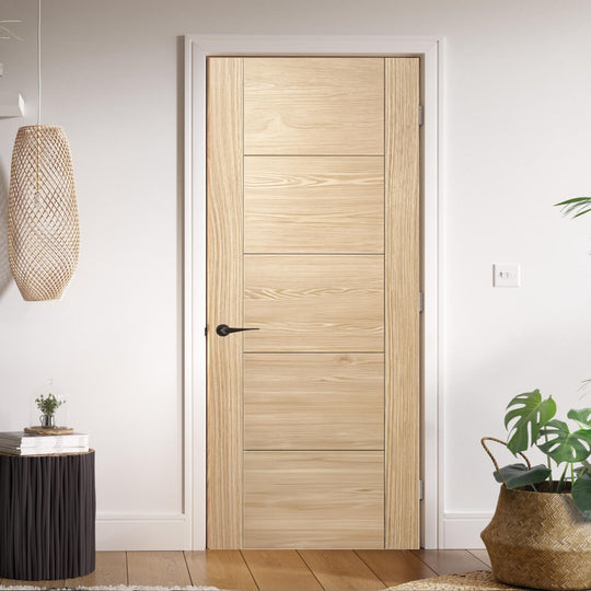 Horizontal Oak 5 Panel Fire Door