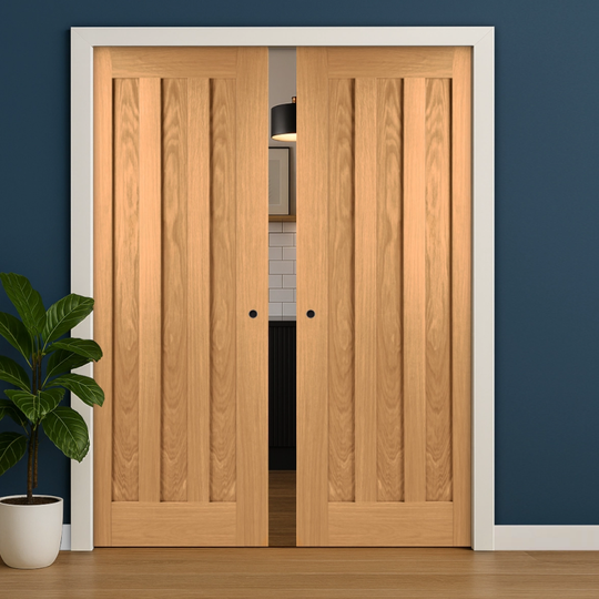 Idaho Oak Double Pocket Door Set