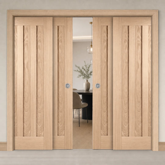 Idaho Oak 4 Door Telescopic Pocket Door System