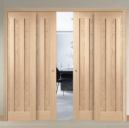 Idaho Oak 4 Door Telescopic Pocket Door System