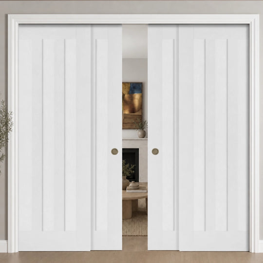 Idaho White 4 Door Telescopic Pocket Door System