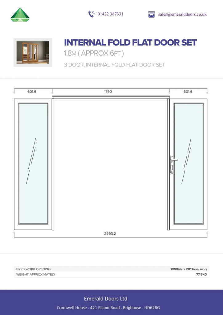 White Pattern 10 Fold Flat Internal Door Set 1800mm – Emerald Doors