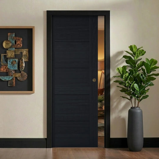 Iseo Black Oak Pocket Door Set