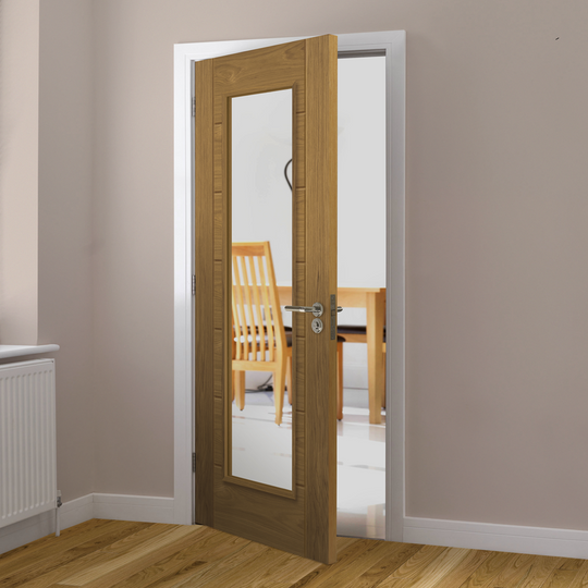 Palomino Oak Clear Glazed Internal Door Fully Finished