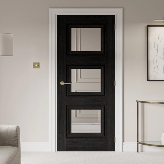 Kedleston Black Clear Glazed Laminate Internal Door