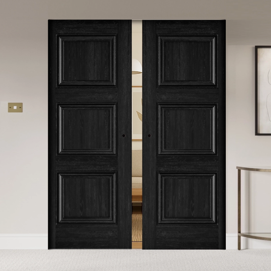 Kedleston Black Flush Double Pocket Door Set