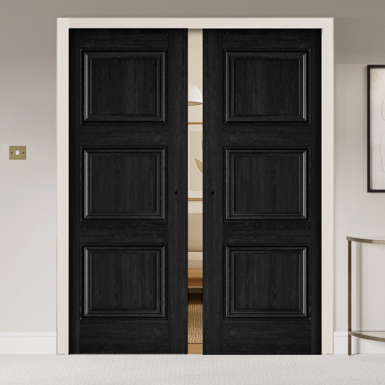 Kedleston Black Laminate Double Pocket Door Set