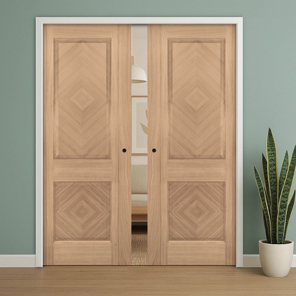 Kensington Oak Fully Finished Double Pocket Door Set – Emerald Doors