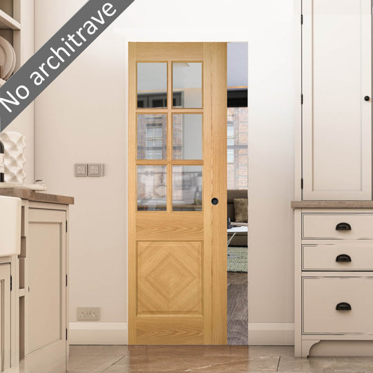 Kensington Oak Glazed Flush Pocket Door Set