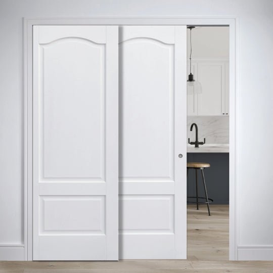 Solid White Kent 2P Telescopic Pocket Door System
