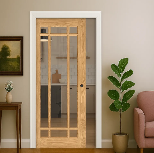 Kerry Oak Clear Glazed Pocket Door Set