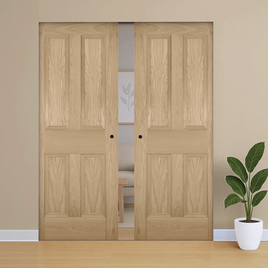 Kingston Oak Double Flush Pocket Door Set