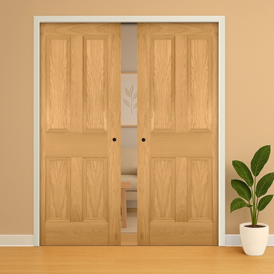 Kingston Oak Double Pocket Door Set