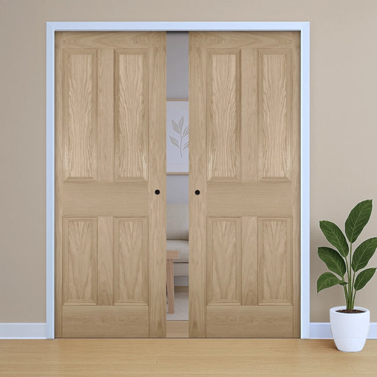 Kingston Oak Double Pocket Door Set