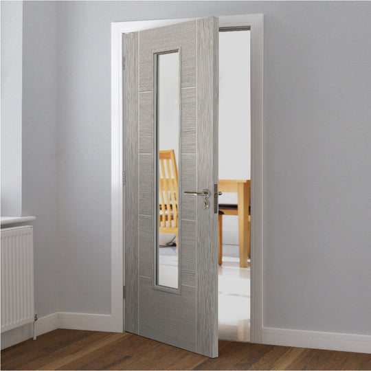 Tigris Light Grey Laminate Clear Glazed Internal Door