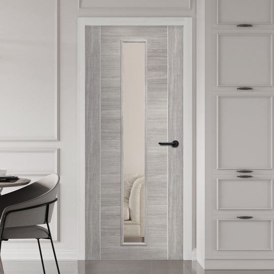 White Grey Laminate Forli with Clear Glass Door