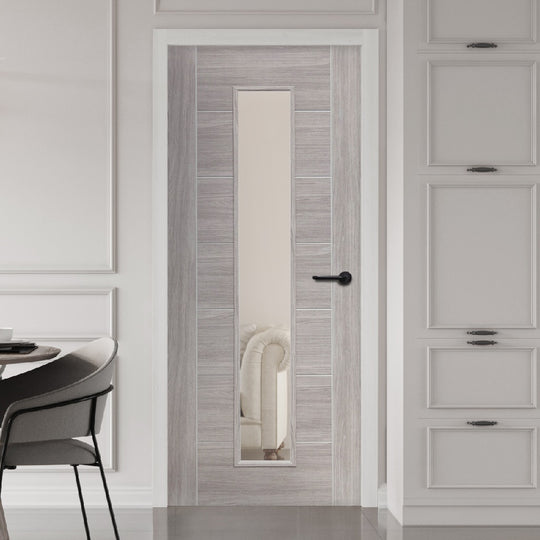 White Grey Laminate Palermo with Clear Glass Door