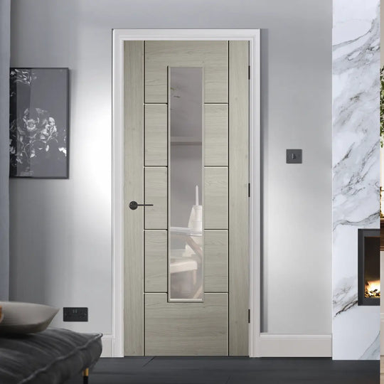 Ladder Light Grey Laminate Glazed Door