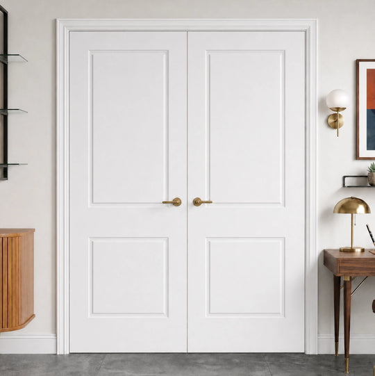 White Laminate 2 Panel Internal Door Pair