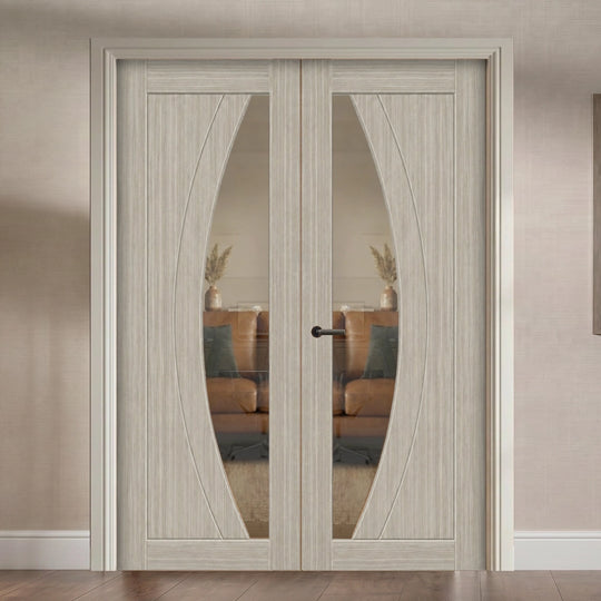 Sorrento Light Grey Clear Glazed Laminate Door Pair