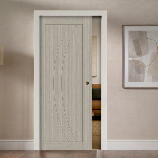 Sorrento Light Grey Laminate Pocket Door Set